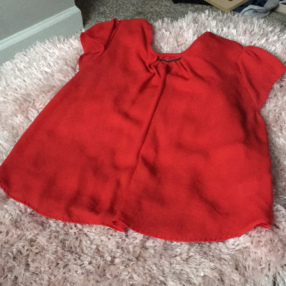 Red flowy work blouse (free with purchase)